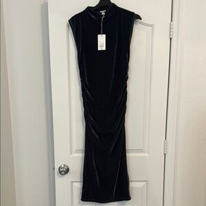 A New Day Black Ruched Sheath Dress. Never worn brand new with tags
